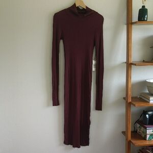 NWT Cotton Citizen Verona Turtleneck Maxi Dress - Oxblood Maroon Sz XS